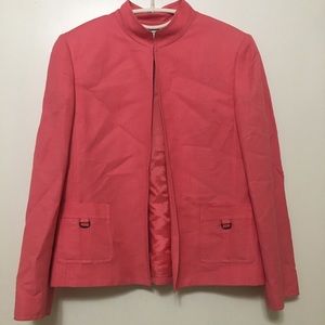 Tahari 10P Coral Pink Jacket with Mandarin Collar